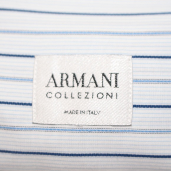 Armani Collezioni, French Cuff stripped blue dress shirt - Picture 7 of 8